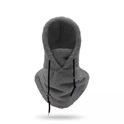 Μάσκα σκι Sherpa Hood με κουκούλα, βελούδινο χειμερινό καπέλο ποδηλασίας, σκούρο γκρι