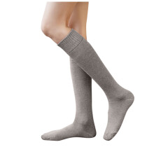 Kniehoge katoenen laarssokken voor dames, kaki, one size