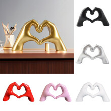 Love Heart Hand Figurine Resin Statue Golden