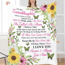 Flanellen plaid met zonnebloem- en vlinderprint, 50x60 inch.