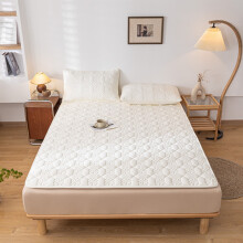 Quilted Mattress Protector White 59x79 Inch Non-Slip