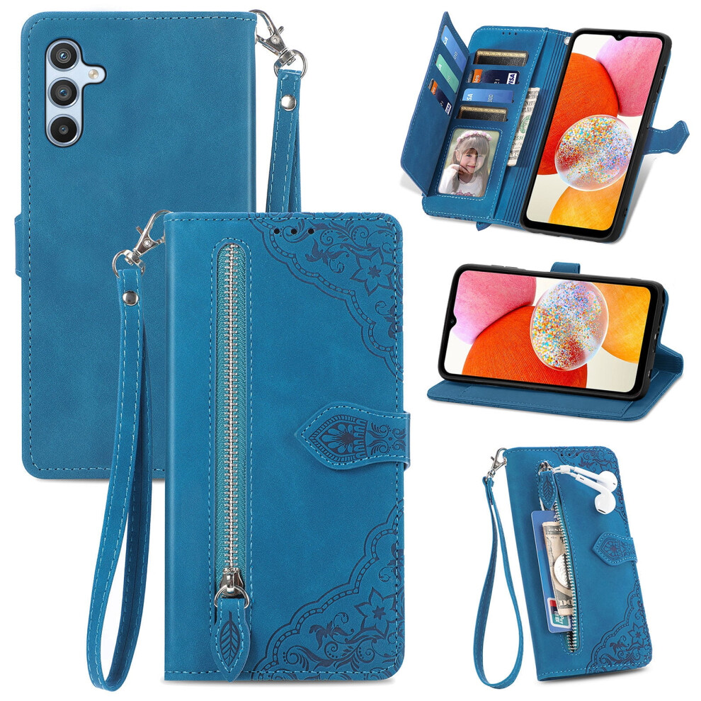 Samsung Galaxy A15 5G Wallet Case Embossed Pu Leather Blue 937196948338