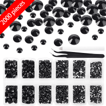 Black Rhinestones Flat Back Crystal Gems 2000 pcs 1.5–6 mm