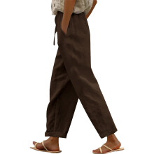 Damen-Leinenhose, braun, Größe 5XL