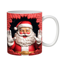 Mug de Noël en céramique, motif bonhomme de neige et Père Noël, 44 cl