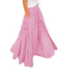 Women's High-Waisted A-Line Flowy Skirt, Red, 2XL