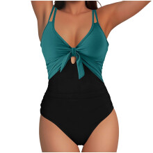 Costum de baie monokini pentru femei, dintr-o bucată, cu scobitură în față, răsucit