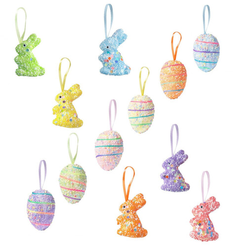 Easter Eggs Decor Set Foam Carrot Hanging 12PC