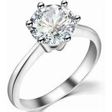 Bague solitaire en acier inoxydable et zircon cubique de 1 Ă 4 carats
