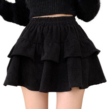 Corduroy ruffle skirt for women, mini bubble style with