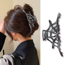 Spider Web Metal Hair Claw Clip Alloy Punk Y2K Thin Hair