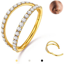 Piercing de nariz em argola de titânio 16G18G20G com zircônia cúbica