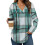 Blusa feminina oversized xadrez de manga comprida com capuz. 2