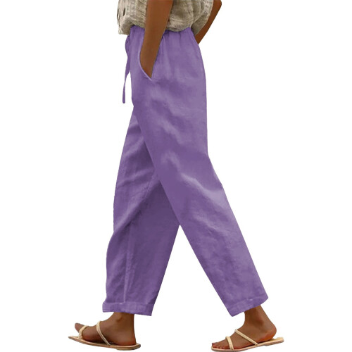 Damen-Leinenhose, lila, Größe M