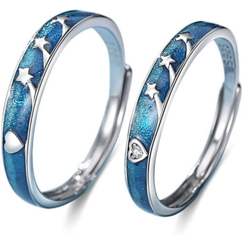 Star Promise Ring S925 Sterling Silver Adjustable Crystal