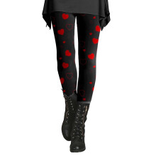 Women's Heart Leggings Red Purple Sporty Skinny Tights