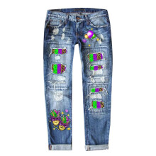 Women's High-Waist Tummy-Control Cargo Jeans Blue