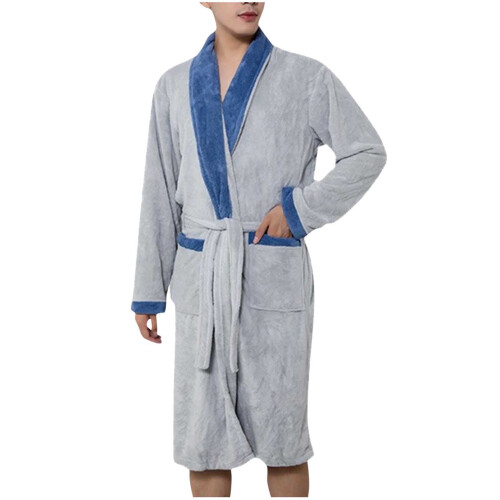 Women's Solid Color Velvet Bathrobe Gray One Size