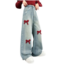 Casual Wide Leg Denim Pants for Teen Girls Blue 15-16 Years