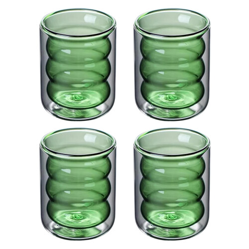 Glass Cups Set 200ML 4-Pack with Straws