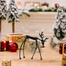 Black Metal Reindeer Christmas Decor Statue 1 Piece