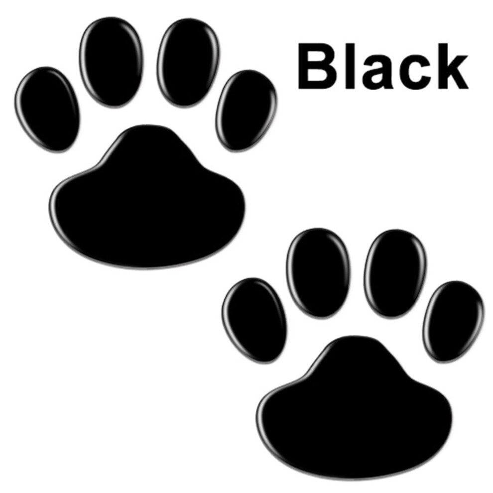 3D Animal Paw Print Car Sticker Black 9101399862413