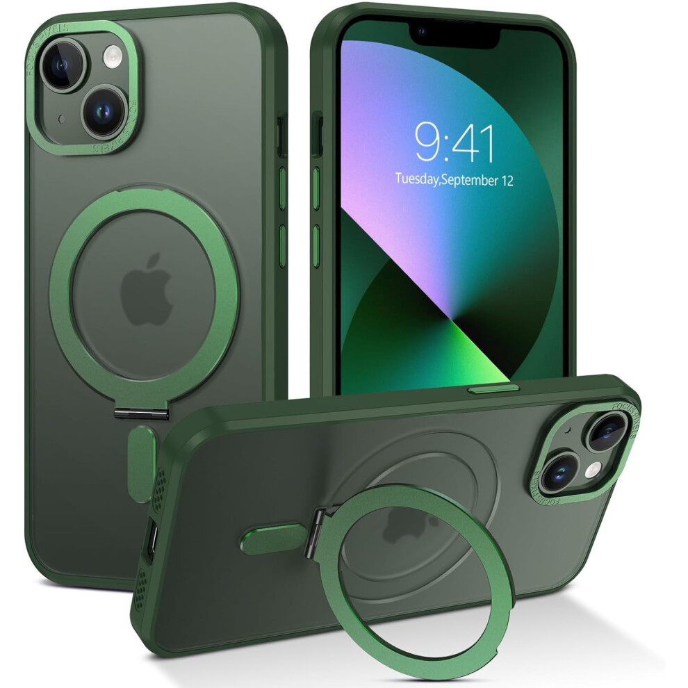 Iphone 13/14 Slim Shockproof Kickstand Case Green 975221365200