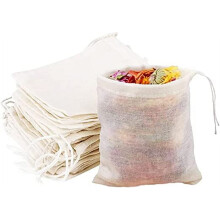 Sacs à cordon en coton mousseline naturelle 6 x 7,5 cm (25 pièces)