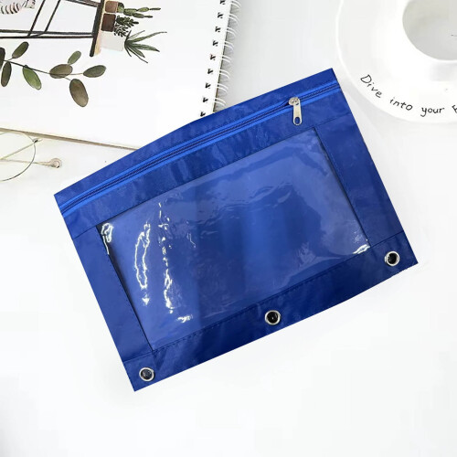 AuroraX pencil bag with zipper clear blue expanding