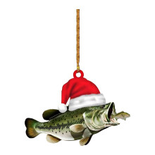 Personalized Green Bass Fish Ornament 2D