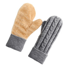 Women's Winter Gloves Double-Layer Velvet Padded Warm Gray