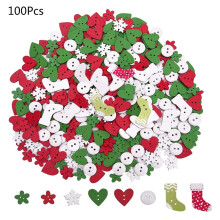 Wooden Christmas Buttons Assorted 100 pcs