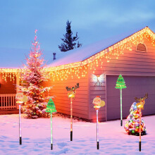 Guirlande lumineuse solaire en forme de sapin de Noël et de canne de Noël (lot de 5)