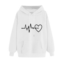 Women's Heart-Printed Zip-Up Hoodie Long Sleeve Valentine's