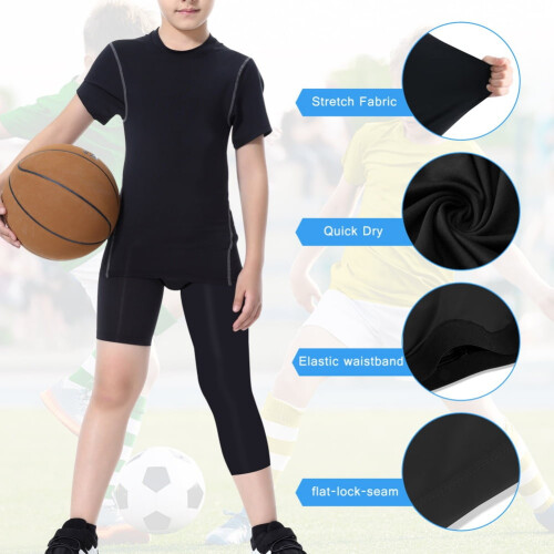 Kompressionstights för pojkar för löpning och basket 1