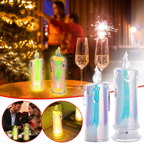 Electronic Candle Glow White Plastic Acrylic Tears Design