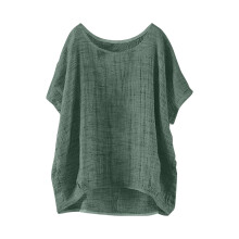 Women's Short Sleeve Linen Shirt Mint Green M