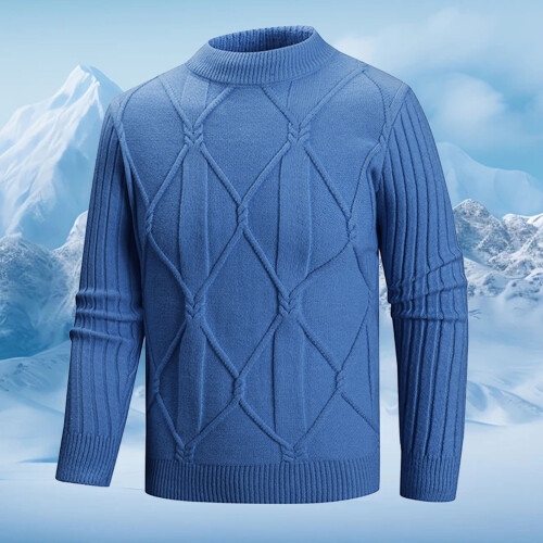 Herenpullover met lelijke kerstprint en halve col. 1