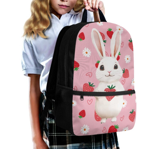 Zaino per bambini con fragola e coniglio da 17 pollici 2