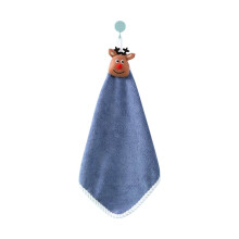 Christmas Hand Towel Blue Plush Absorbent with Hooks