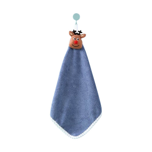Christmas Hand Towel Blue Plush Absorbent with Hooks
