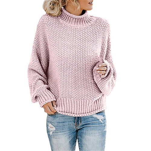Damen-Strickpullover aus dickem Garn, einfarbig 1