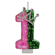 Witch Birthday Candle with Green Number and Glitter Cake