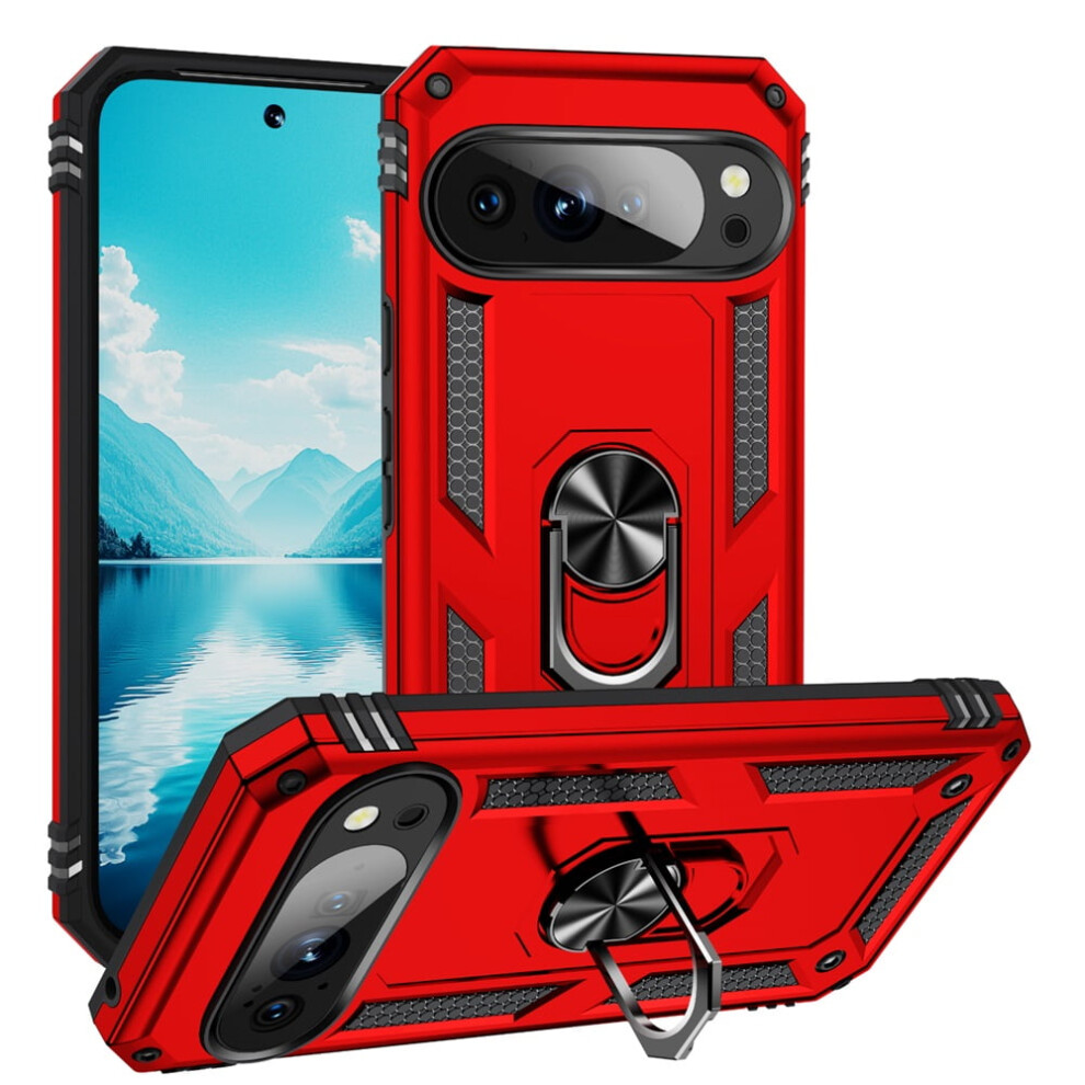 Google Pixel 10 Case Impact-Resistant Magnetic Kickstand Red 975221365019
