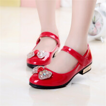 Girls Mary Jane Shoes with Crystal Bow and Hook-and-Loop