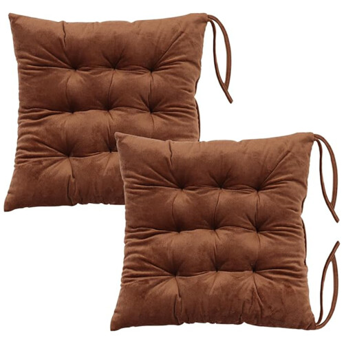 Square Dining Chair Cushions with Ties 2-Pack 15.7 Inch