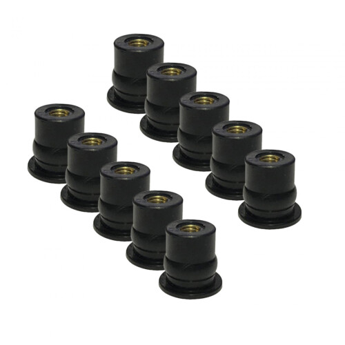 Rubber Motorcycle Windshield Nuts M6 10-Pack