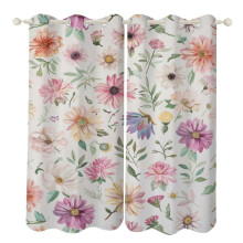 Floral Watercolor Curtains Grommet Blackout Drapes