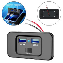 USB Outlet Panel with Switch 12V-24V QC 3.0 36W