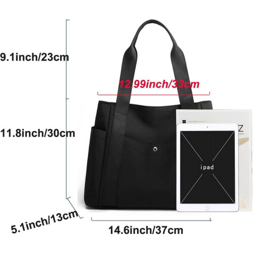Borsa a tracolla da donna in nylon resistente all'acqua, modello hobo con 1